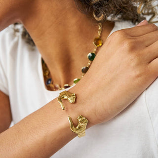 Bianca Tiger Cuff Bangle Brass