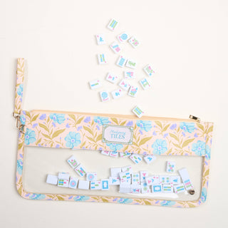Mahjong Tile Keeper Pouch–Poppin' Petals Aqua
