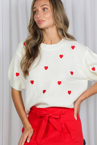 Windsor Heart Sweater: Red