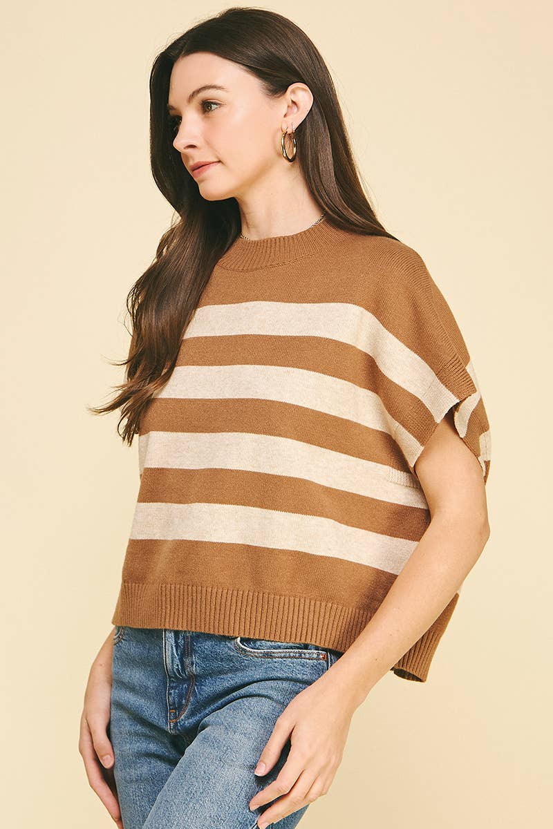 STRIPE SWEATER VEST - 4739WA: NAVY/GREY / L