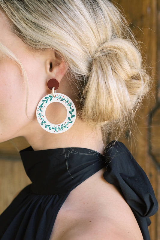 Holiday Wreath Dangle Earrings