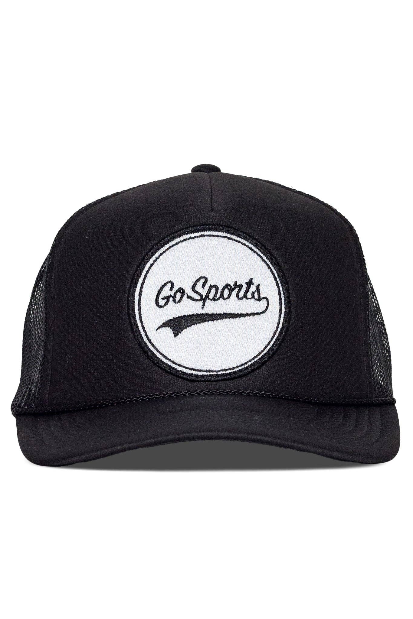 Go Sports Trucker Hat in Black: Black