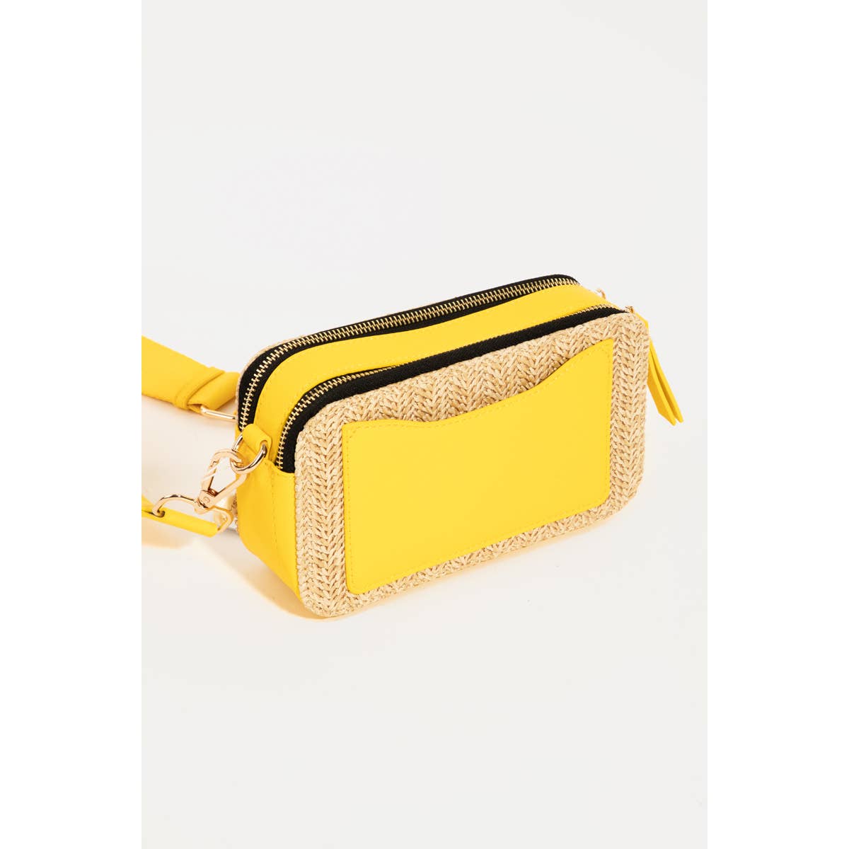 Rectangle Crossbody Straw Bag: YELLOW