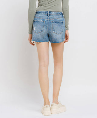 HIGH RISE DENIM MOM SHORTS: LA LA LAND