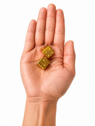 Gold and Silver Luxe Solid Metal Mahjong Dice Gift Ready: Silver
