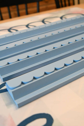 Preppy Blue Scalloped Wooden Mahjong Racks - 20 inches: Preppy Blue