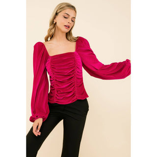 Lilla Velvet Ruched Top