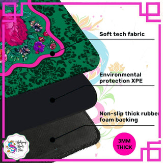 Emerald Bliss Floral Neoprene Mahjong Table Mat Co