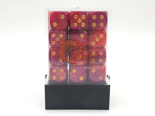 36ct 12mm D6 Dice Set: Vorpal - Rose Red & Purple w/ Gold