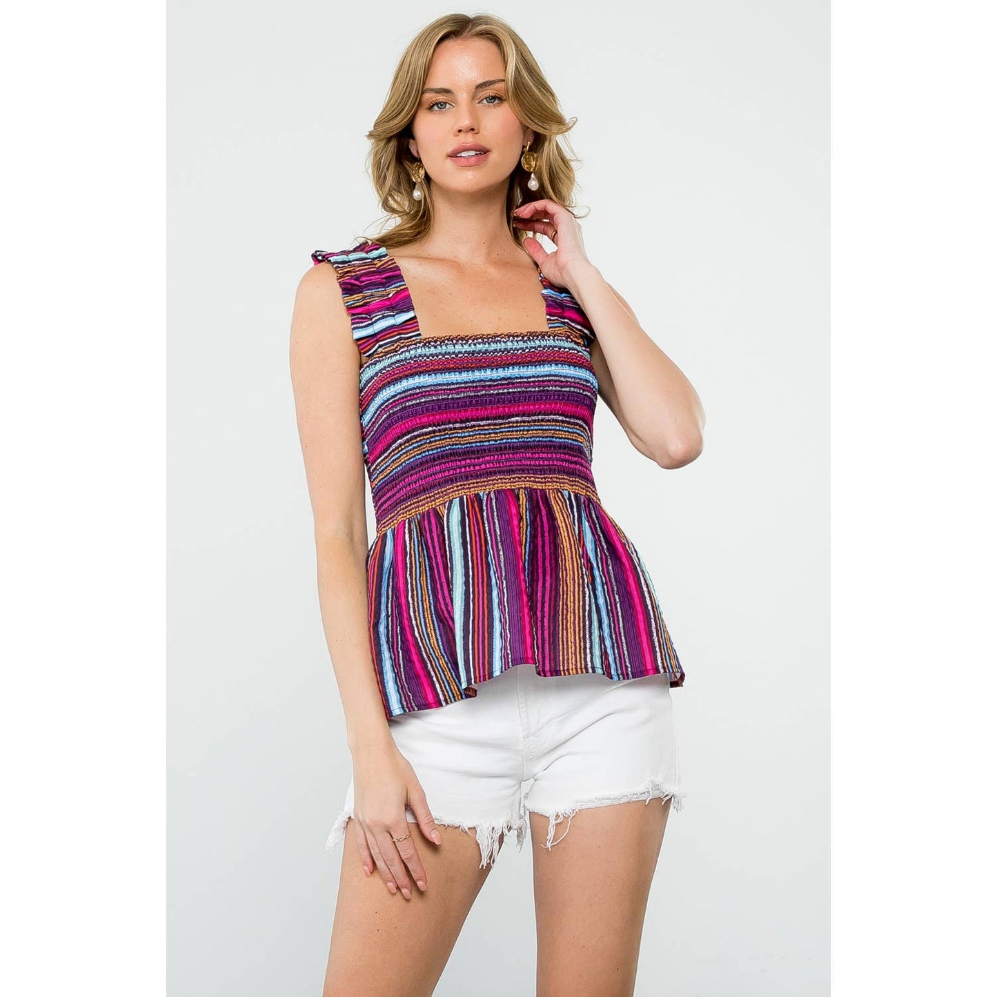 Striped Smocked Top