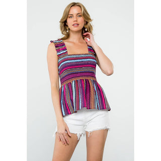 Striped Smocked Top