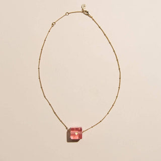 Pink Dice Charm Necklace: Gold