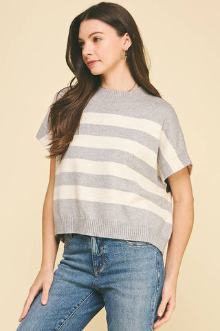 STRIPE SWEATER VEST - 4739WA: NAVY/GREY / S