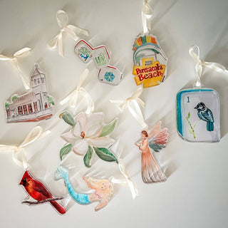 Merry Mahjong Watercolor Acrylic Ornament