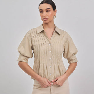 AT2805 Short sleeve pinktuck shirt: NAVY / S
