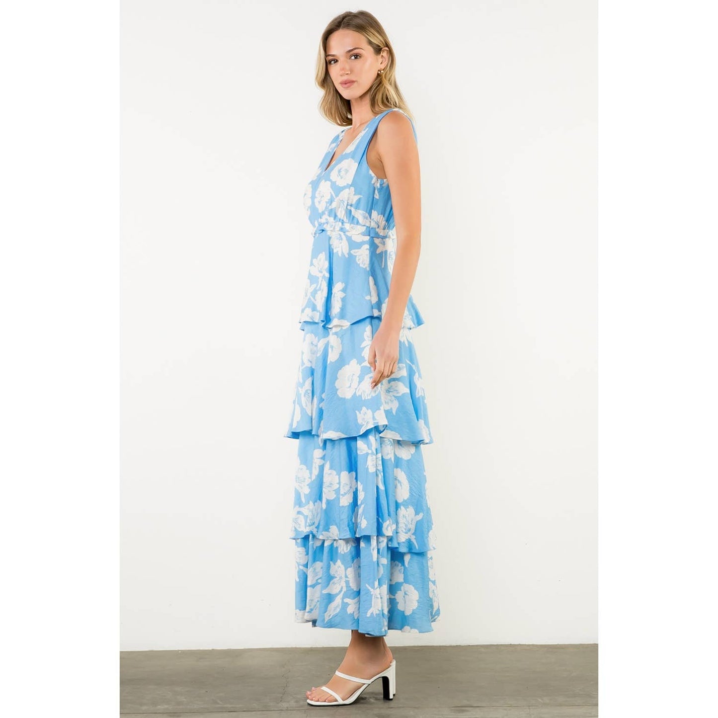 Floral Flutter Tiered Maxi Dress