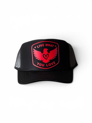 Heart of an Eagle Trucker: TAN - GOLD METALLIC