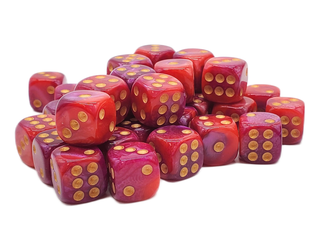36ct 12mm D6 Dice Set: Vorpal - Rose Red & Purple w/ Gold