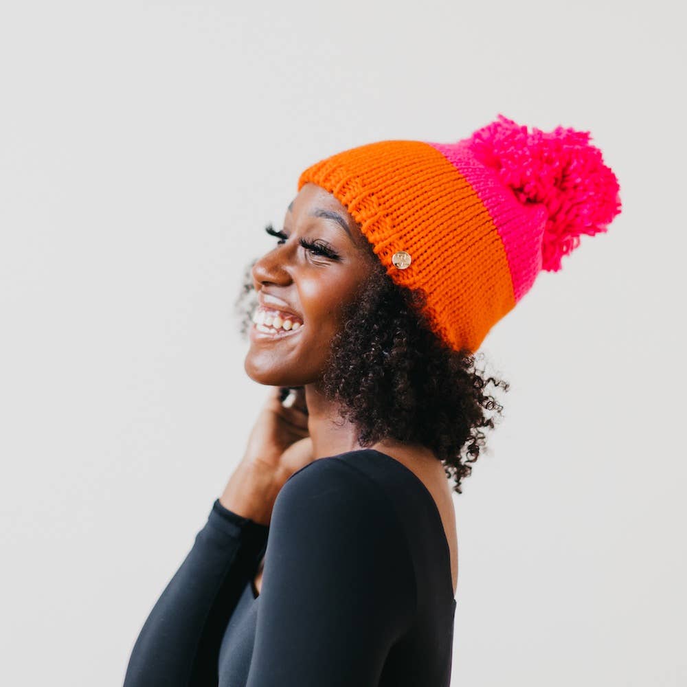 Maeve Snow Beanie Fuschia/Orange