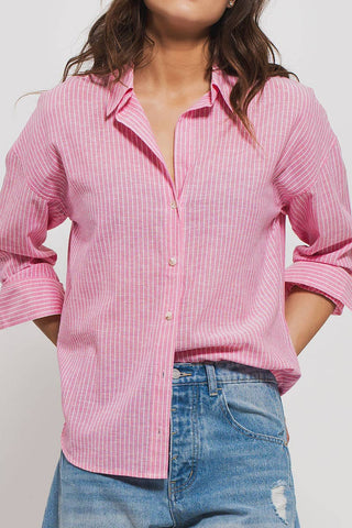 Timeless Pinstripe Button Down Shirt: GREEN