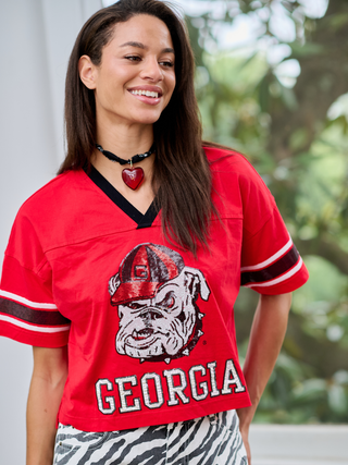The Blitz Sequin Jersey Tee | Georgia: XS
