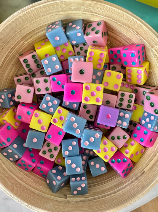 Dice (set of 2): Purple with Hot Pink