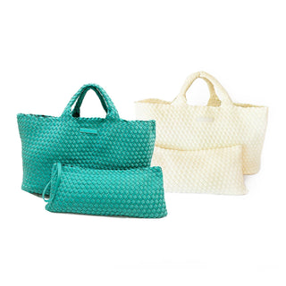 Woven Mahjong Carryall: Bright Pink