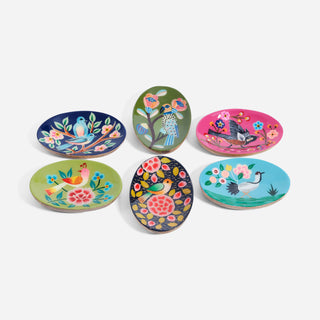 Colourful Enameled Oval Mango Wood Dish, 6 Assorted Designs