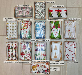 Christmas Ceramic Jewelry tray: Small / Watercolor Trees
