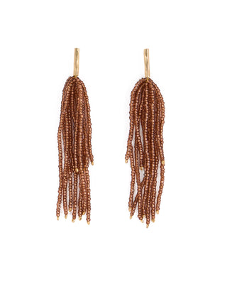 Marissa Brass + Bead Fringe Earrings Bronze
