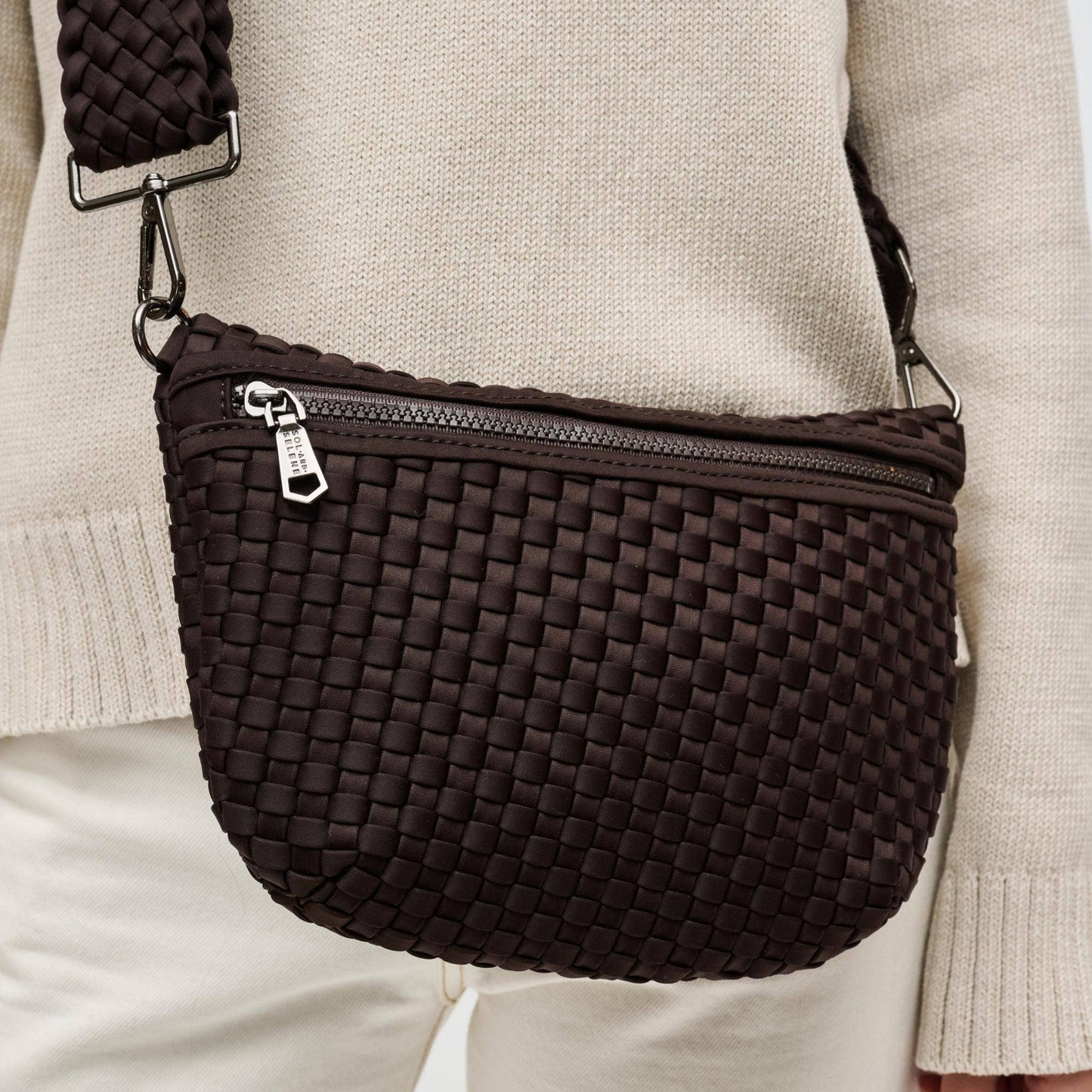 Ethereal - Woven Neoprene Crossbody Bag: Nude