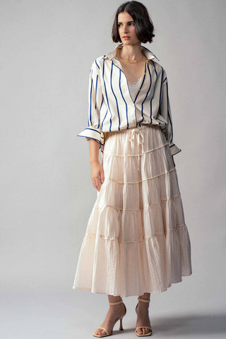 Oversized Coastal Stripe Button-Down Shirt
