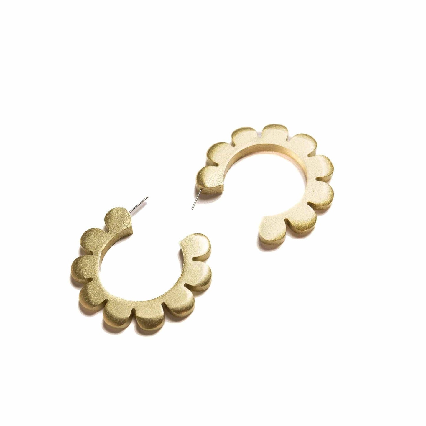 Gold Flower Outline Hoops