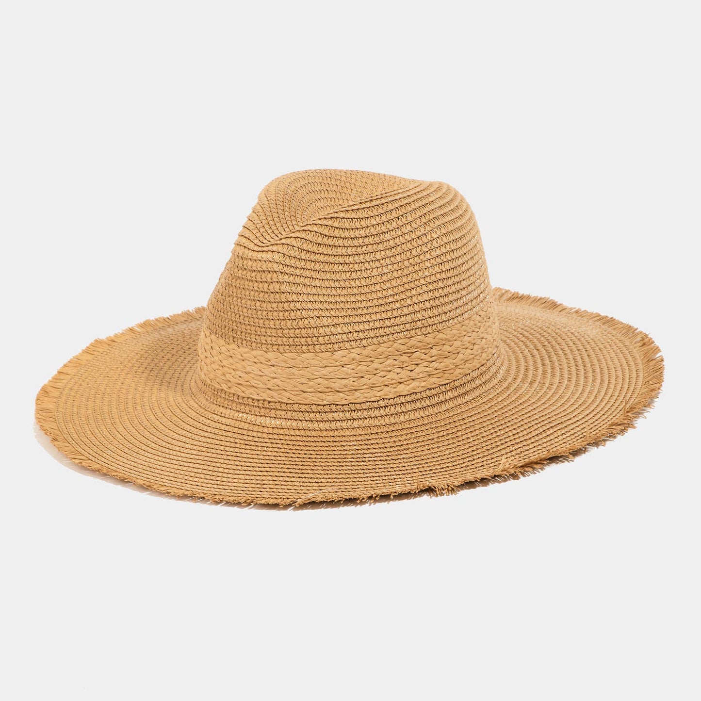 Flat Brim Straw Braided Strap Sun Hat: White