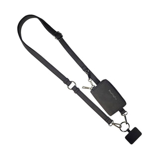 Clip & Go Brushed Vegan Leather Phone Lanyard - Rfid Pouch: Bone - Bone Pouch