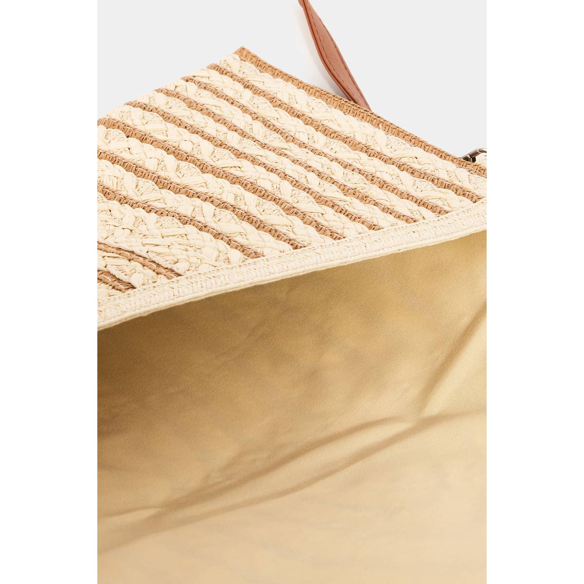 Rectangle Straw Striped Clutch Bag: Taupe