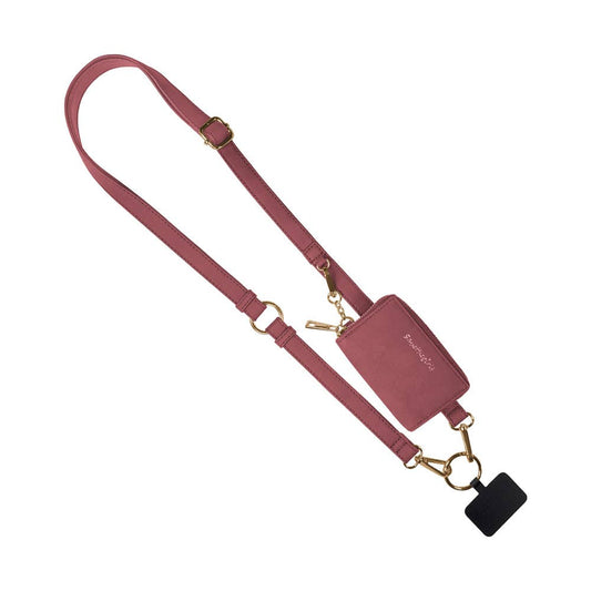 Clip & Go Brushed Vegan Leather Phone Lanyard: Rose