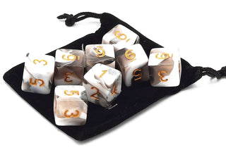 D6 8-Piece Dice Set - Vorpal - Black & White w/ Gold