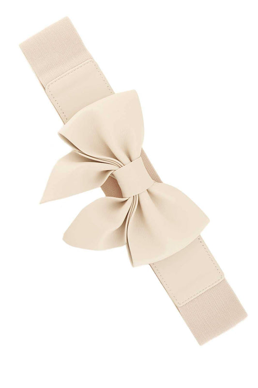 VINTAGE WIDE RIBBON ELASTIC BELT DB1238: Ivory