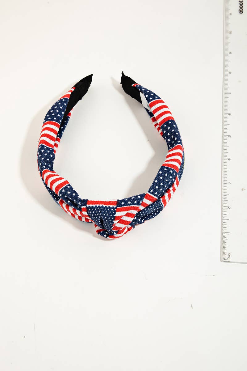 Checkered Patch Stars And Stripes Knot Headband