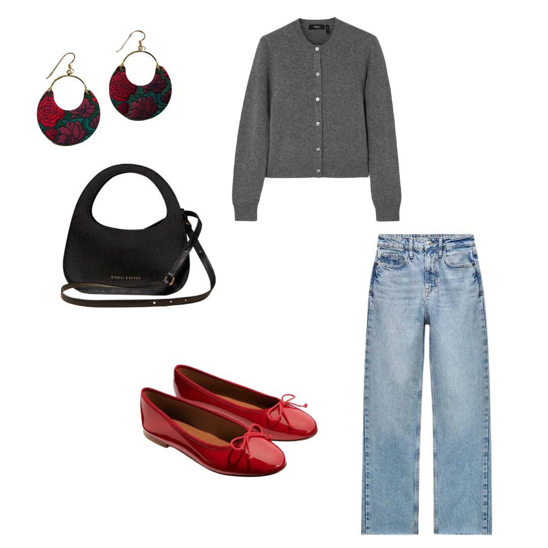 Red Midnight Floral Ninas: Gold