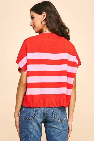 STRIPE SWEATER VEST - 4739WA: GREEN/MINT / M