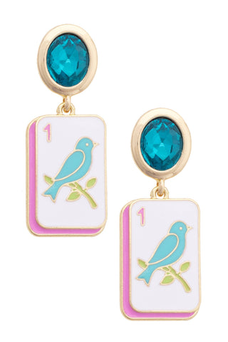 Bird Bam Rhinestone Drop Earrings