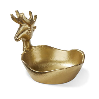 Reindeer Bowl Antique Gold Aluminum Christmas