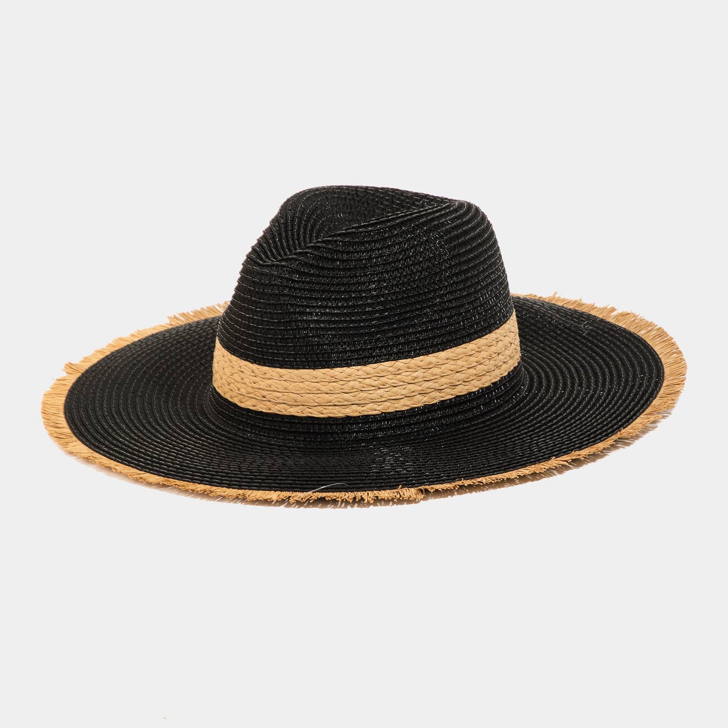 Flat Brim Straw Braided Strap Sun Hat: White