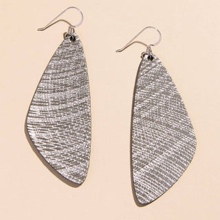 Gray Metallic Lattice Evie Organic Drop Earrings