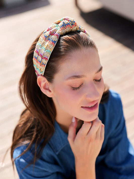 PAPER STRAW KNOTTED HEADBAND