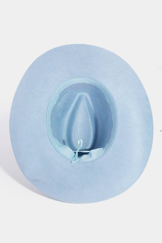 Boho Band Beveled Cowboy Fedora Hat: Ivory