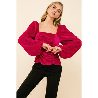 Lilla Velvet Ruched Top