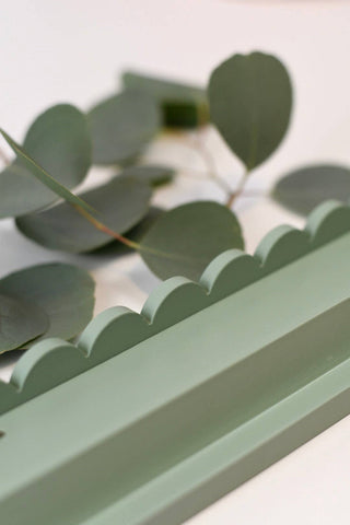 Eucalyptus Green Scalloped Wooden Mahjong Racks - 20 inches: Eucalyptus